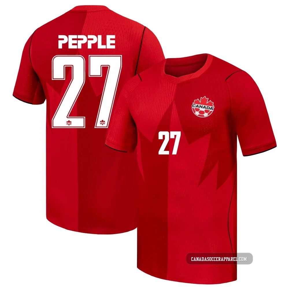 Men's Aribim Pepple Red Authentic ＃27 Canada National Team 2026 Home Match Soccer Jersey