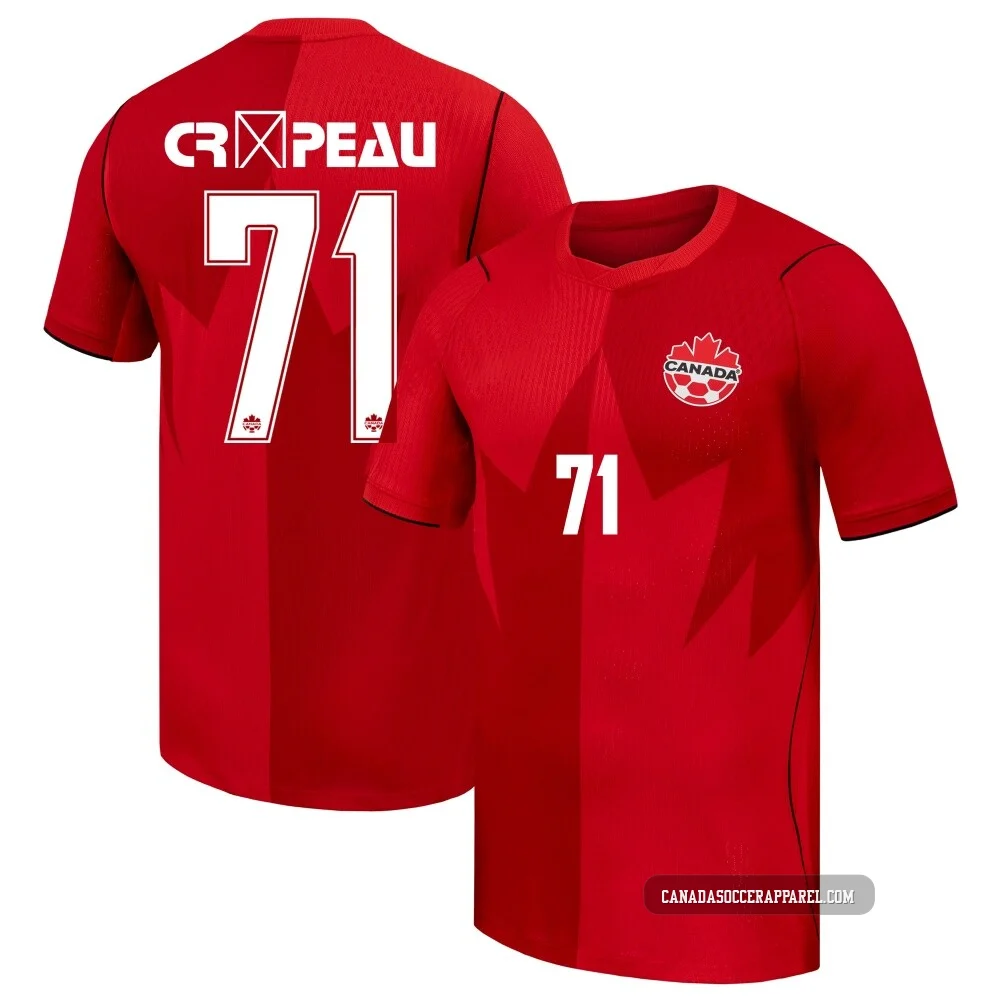 Men's Maxime Crépeau Red Authentic ＃71 Canada National Team 2026 Home Match Soccer Jersey