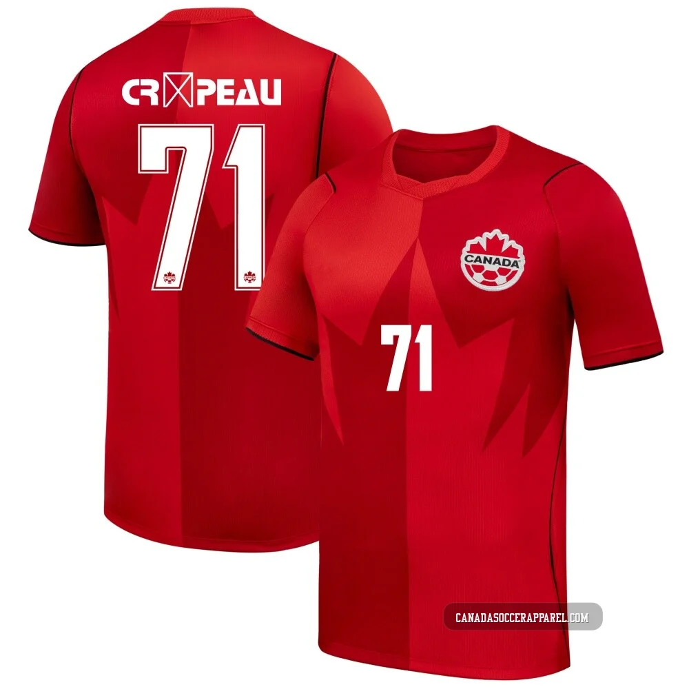Men's Maxime Crépeau Red Replica ＃71 Canada National Team 2026 Home Stadium Soccer Jersey