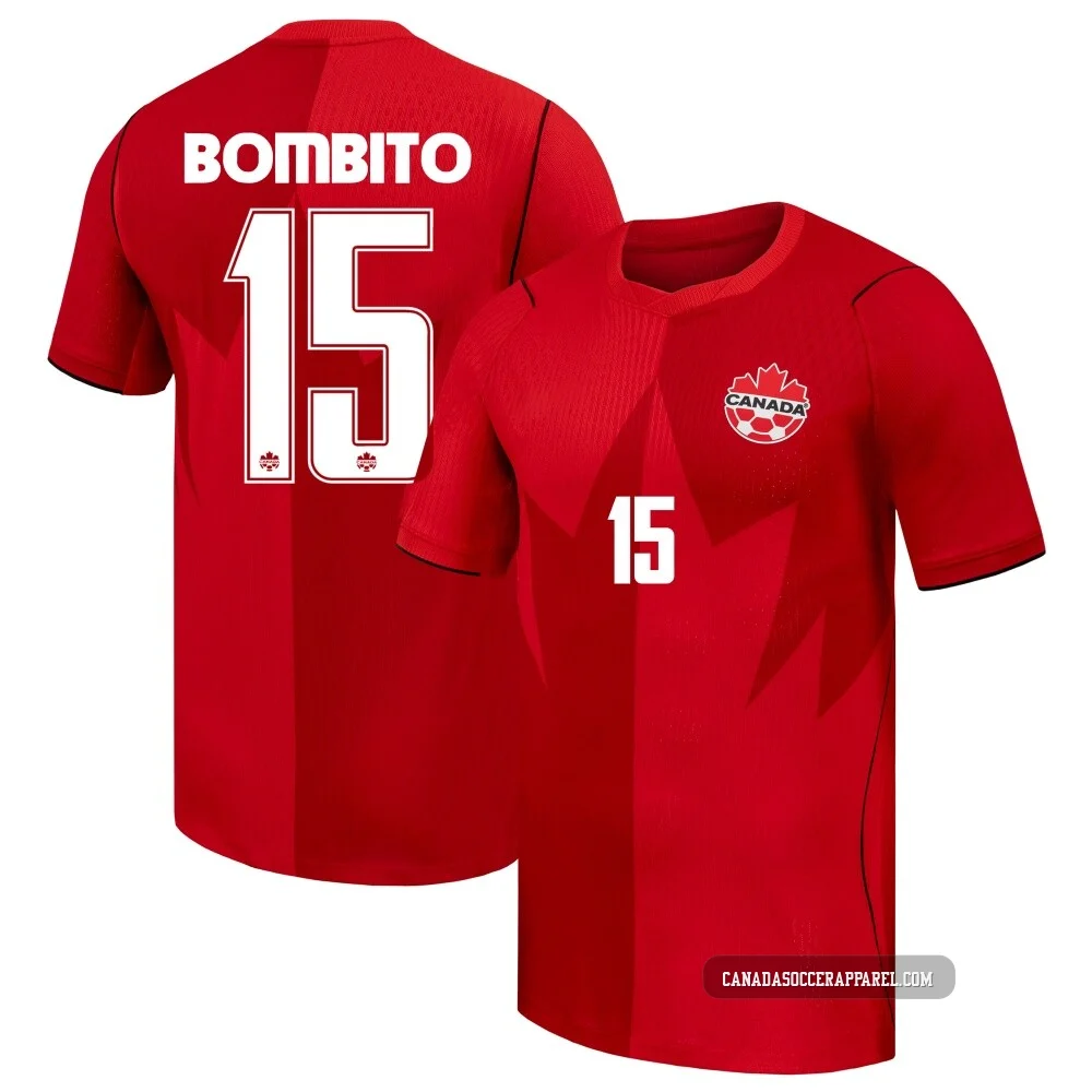 Men's Moïse Bombito Red Authentic ＃15 Canada National Team 2026 Home Match Soccer Jersey