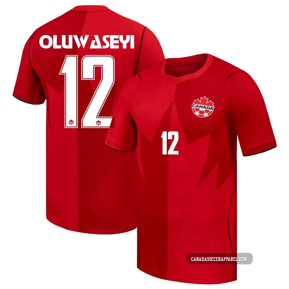 Men's Tani Oluwaseyi Red Authentic ＃12 Canada National Team 2026 Home Match Soccer Jersey