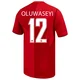 Men's Tani Oluwaseyi Red Authentic ＃12 Canada National Team 2026 Home Match Soccer Jersey