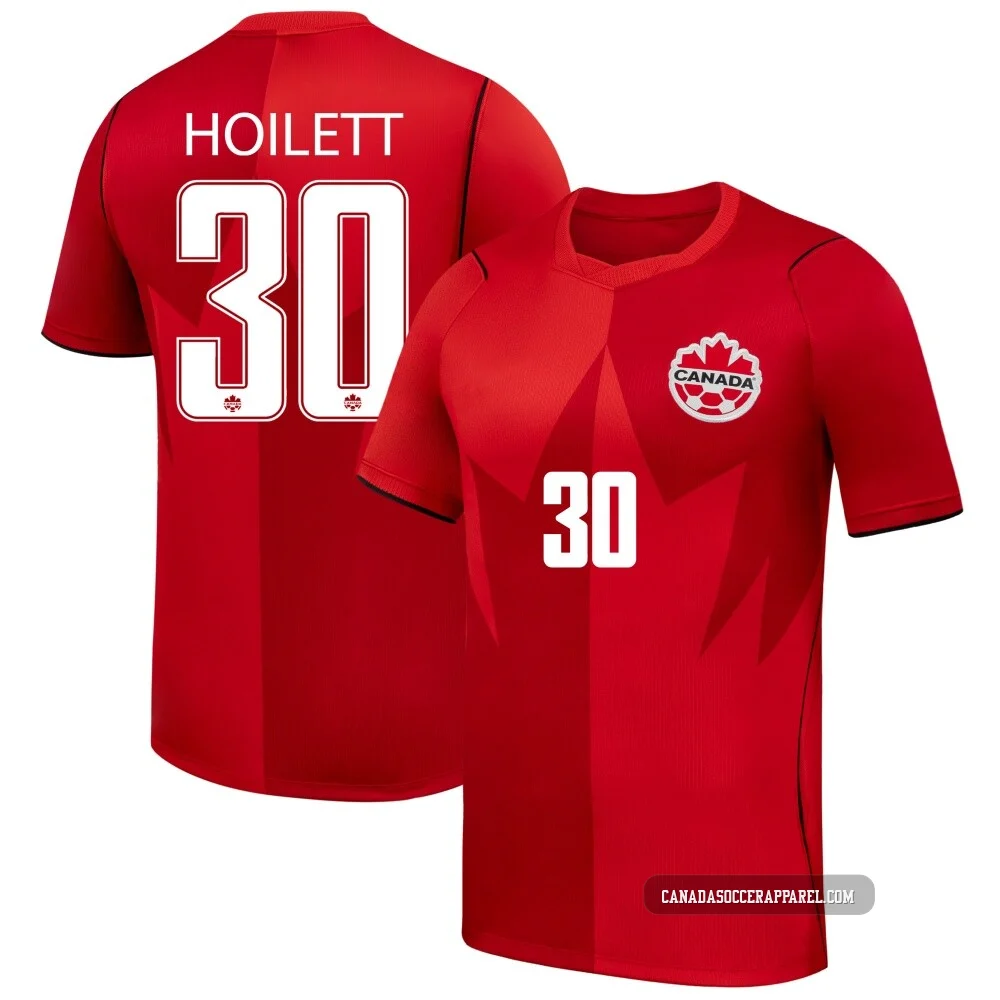 Youth Junior Hoilett Red Replica ＃30 Canada National Team 2026 Home Stadium Soccer Jersey