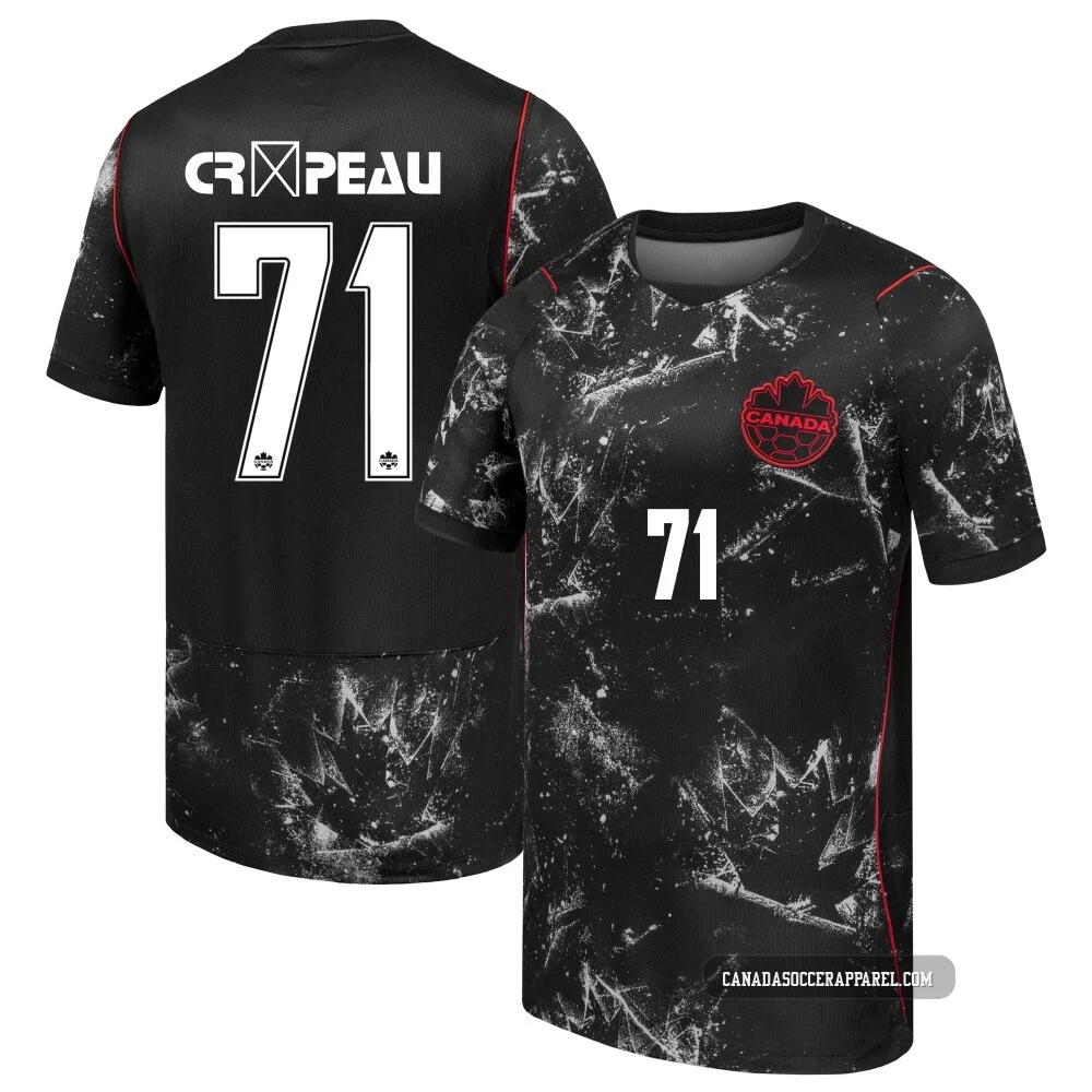 Youth Maxime Crépeau Black Replica ＃71 Canada National Team 2026 Away Stadium Soccer Jersey