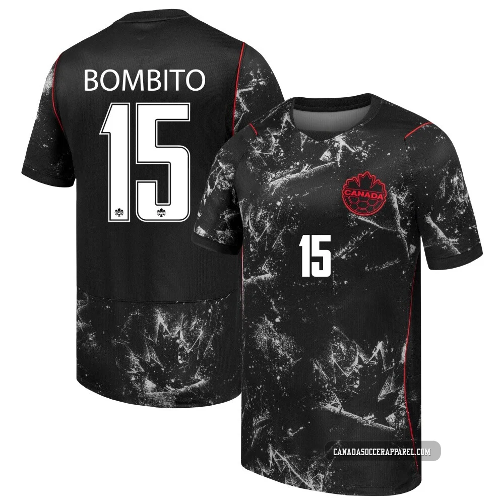 Youth Moïse Bombito Black Replica ＃15 Canada National Team 2026 Away Stadium Soccer Jersey