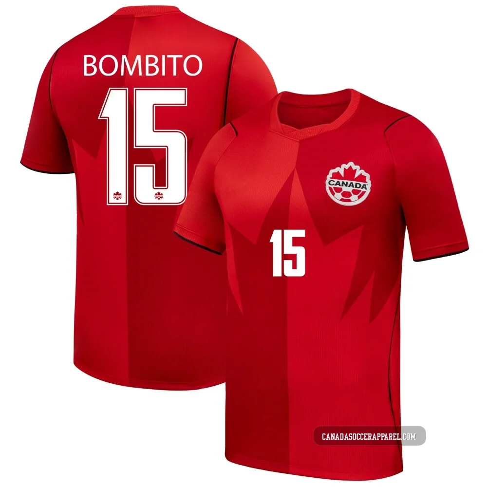 Youth Moïse Bombito Red Replica ＃15 Canada National Team 2026 Home Stadium Soccer Jersey